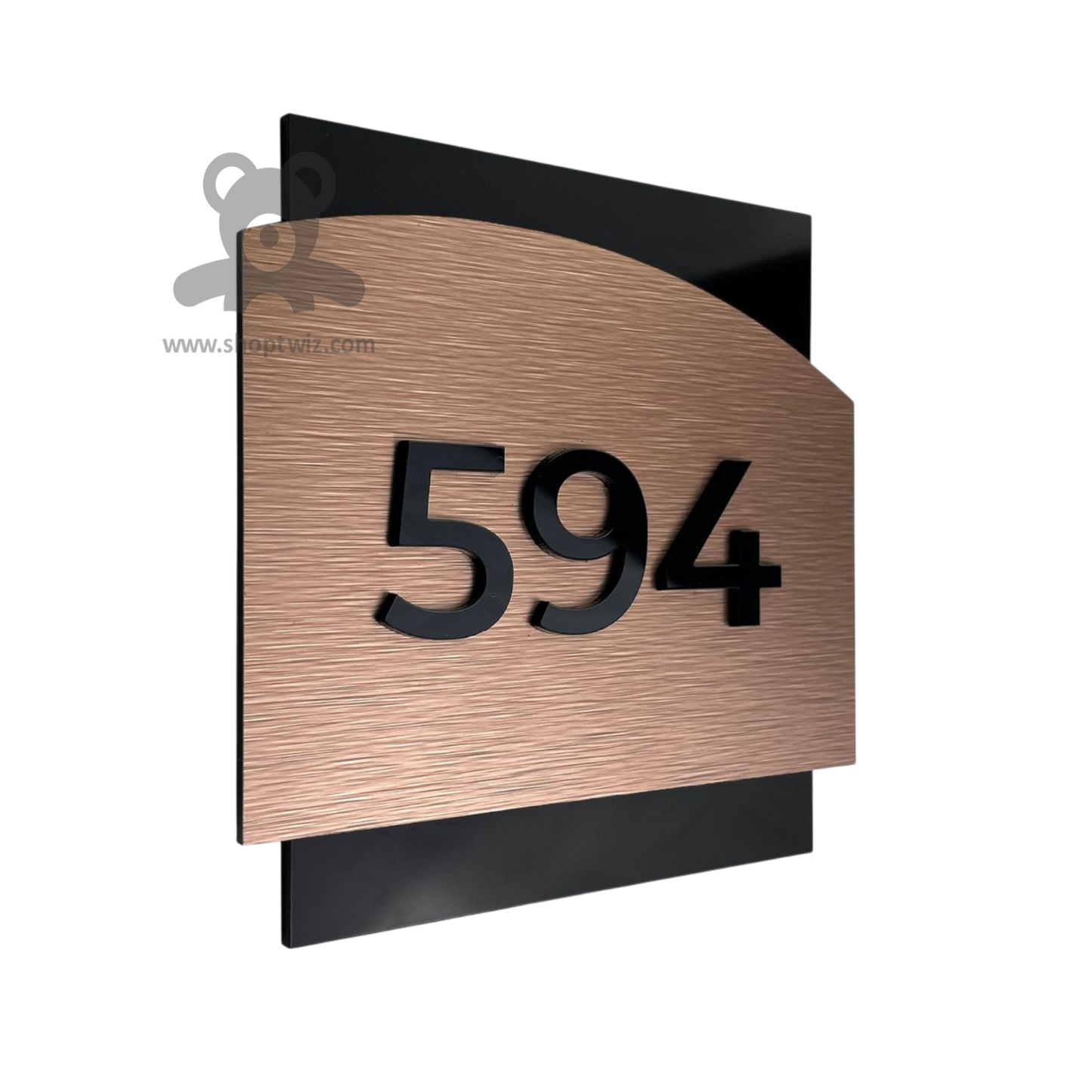 ShopTwiz Square Black Acrylic And Wood Black Letter Name Plate for House and Office