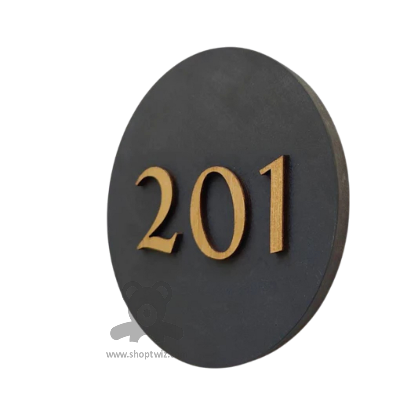 ShopTwiz Circle Black Golden Letter Name Plate for House and Office