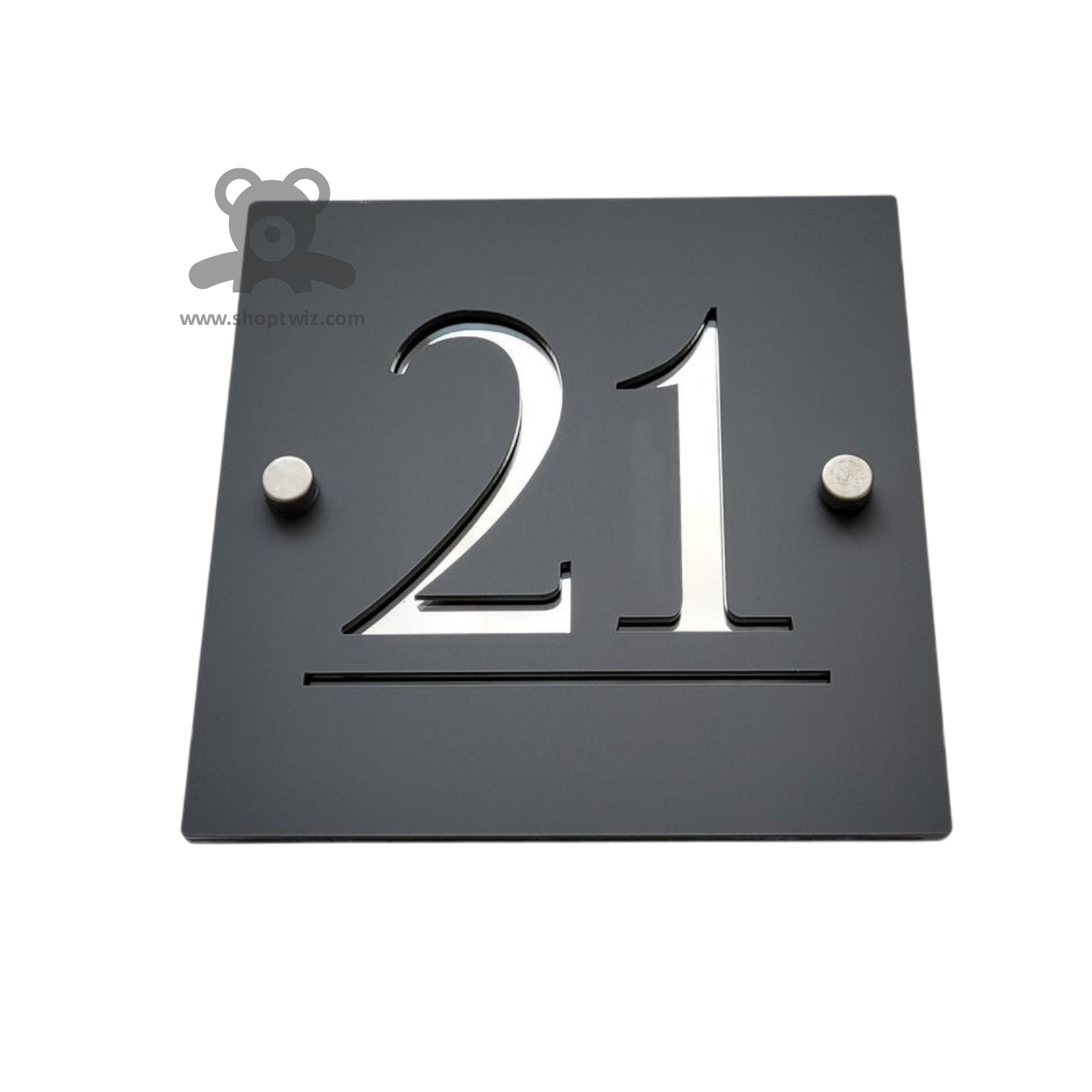 ShoptTwiz Square Black Transparent Latter Name Plate for House and Office