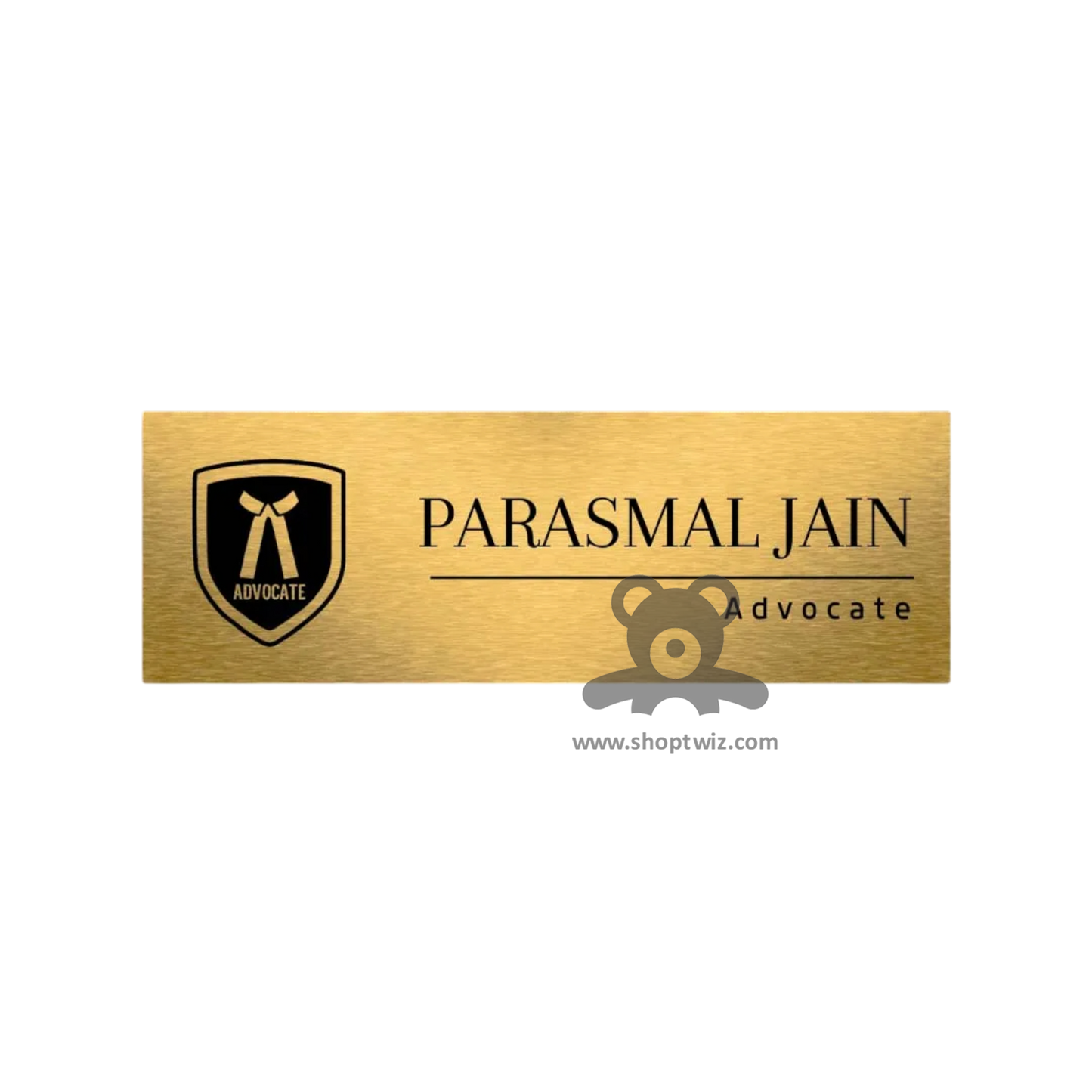 ShopTwiz Rectangle Golden Acrylic Black Letter And Advocate Name Plate for House and Offic