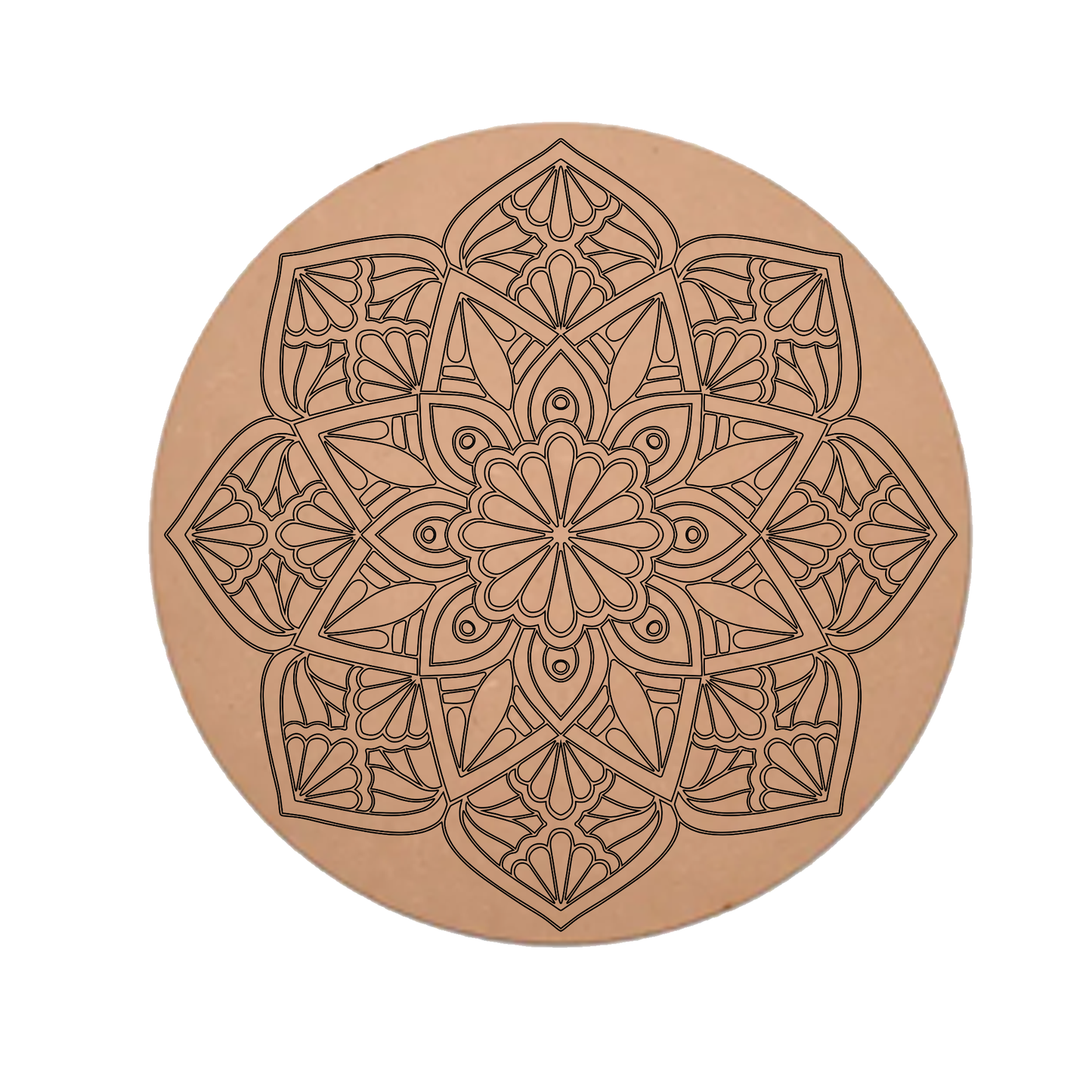 MDF Pre Marked Floral Mandala Cutout Design Art Round