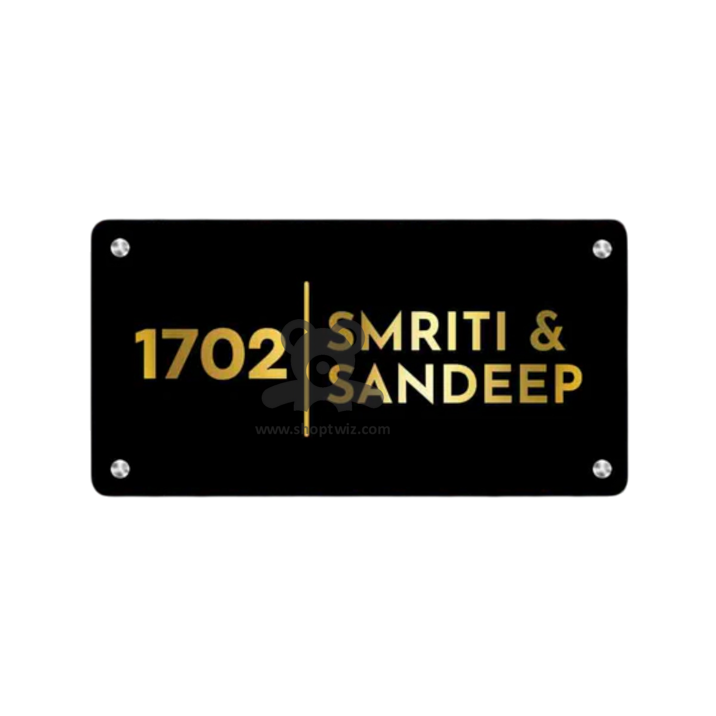 ShopTwiz Rectangle Black Golden Letter Name Plate for House and Office