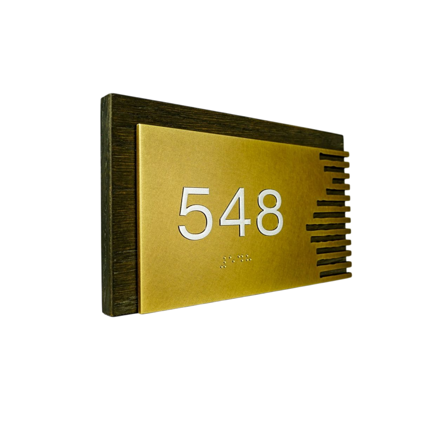 ShopTwiz Rectangle Wood with Golden Design and White Letter Name Plate for House and Office