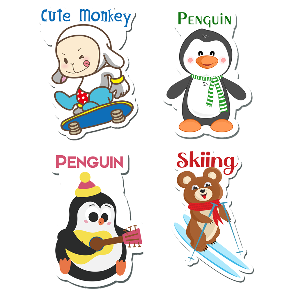 ShopTwiz Cute Monkey Baby/Kids Learning Fridge Magnet and Door Magnets (Set of 4 Magnets)