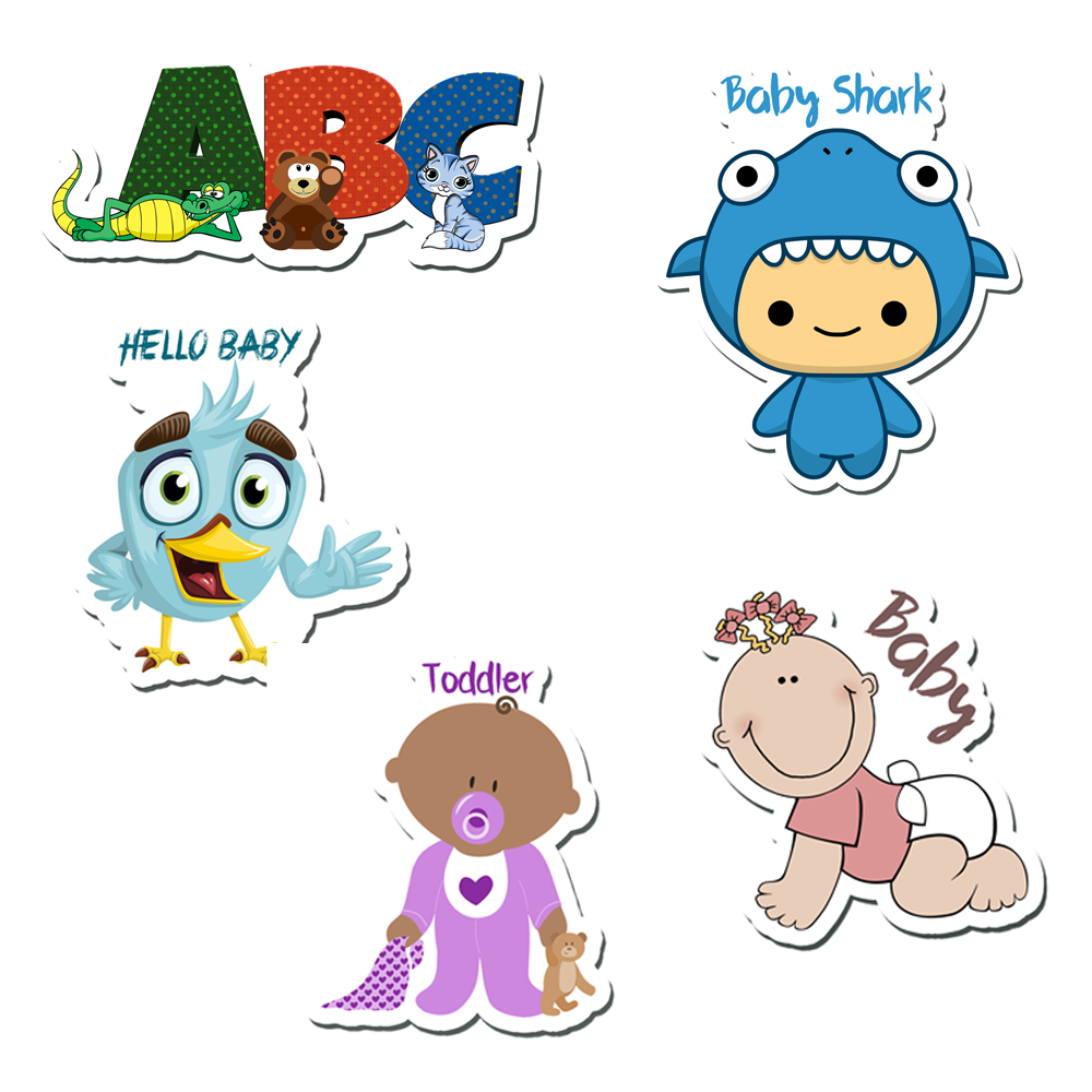 ShopTwiz Baby Shark Baby/Kids Learning Fridge Magnet and Door Magnets (Set of 5 Magnets)