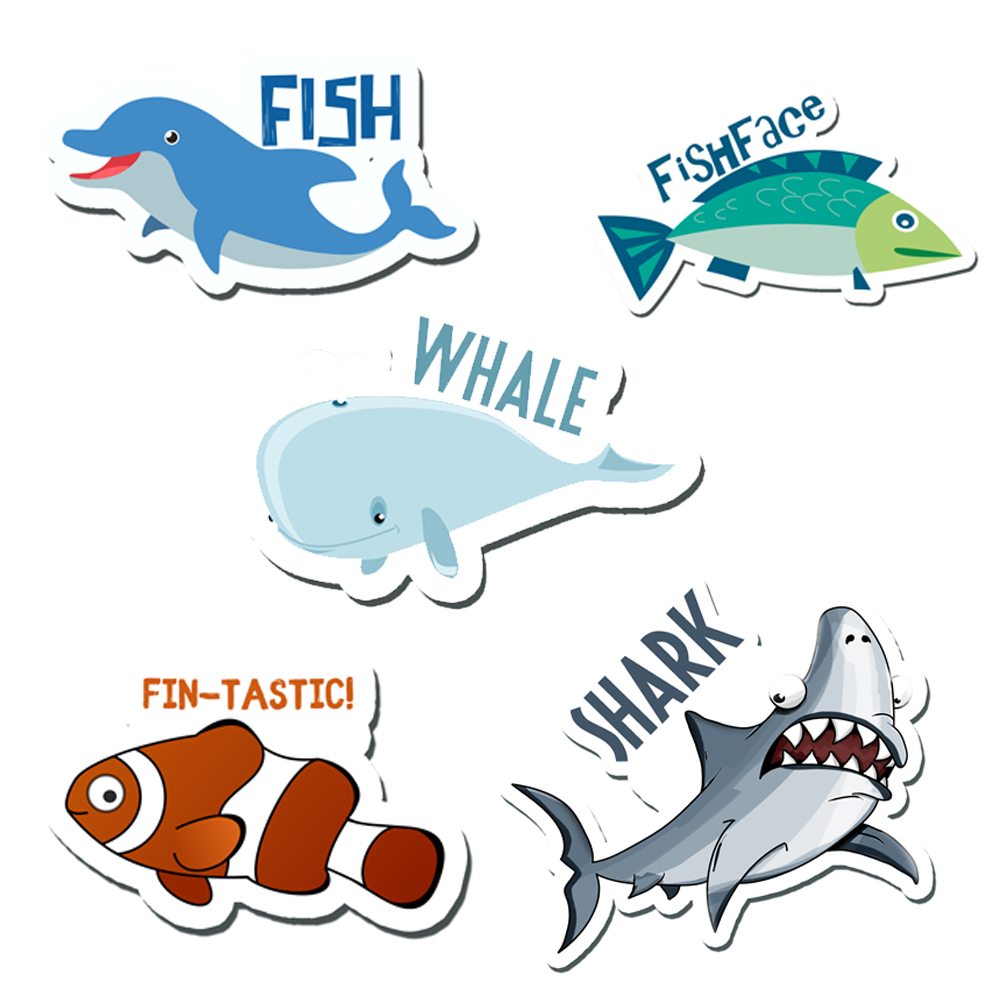 ShopTwiz Fish Baby/Kids Learning Fridge Magnet and Door Magnets (Set of 5 Magnets)