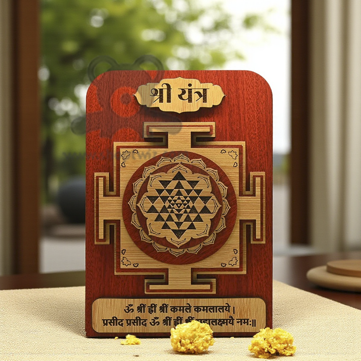 ShopTwiz Customized Wooden Shree Yantra – Personalized Logo & Name Corporate Gift