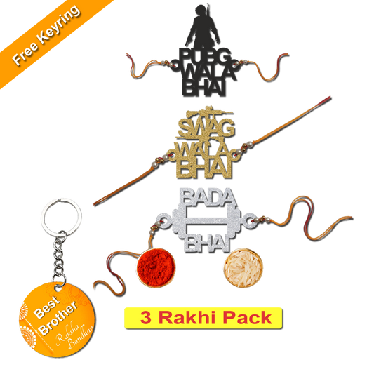 Combo Rakhi Set with Free Keychain for Rakshabandhan (Swag Wala Bhai )