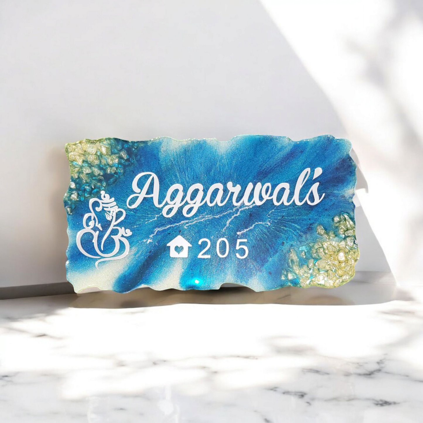 Customized Resin Name Plate for Flat / Appartment / Office / Cafe / Resturant ( 12 inch x 6 inch )