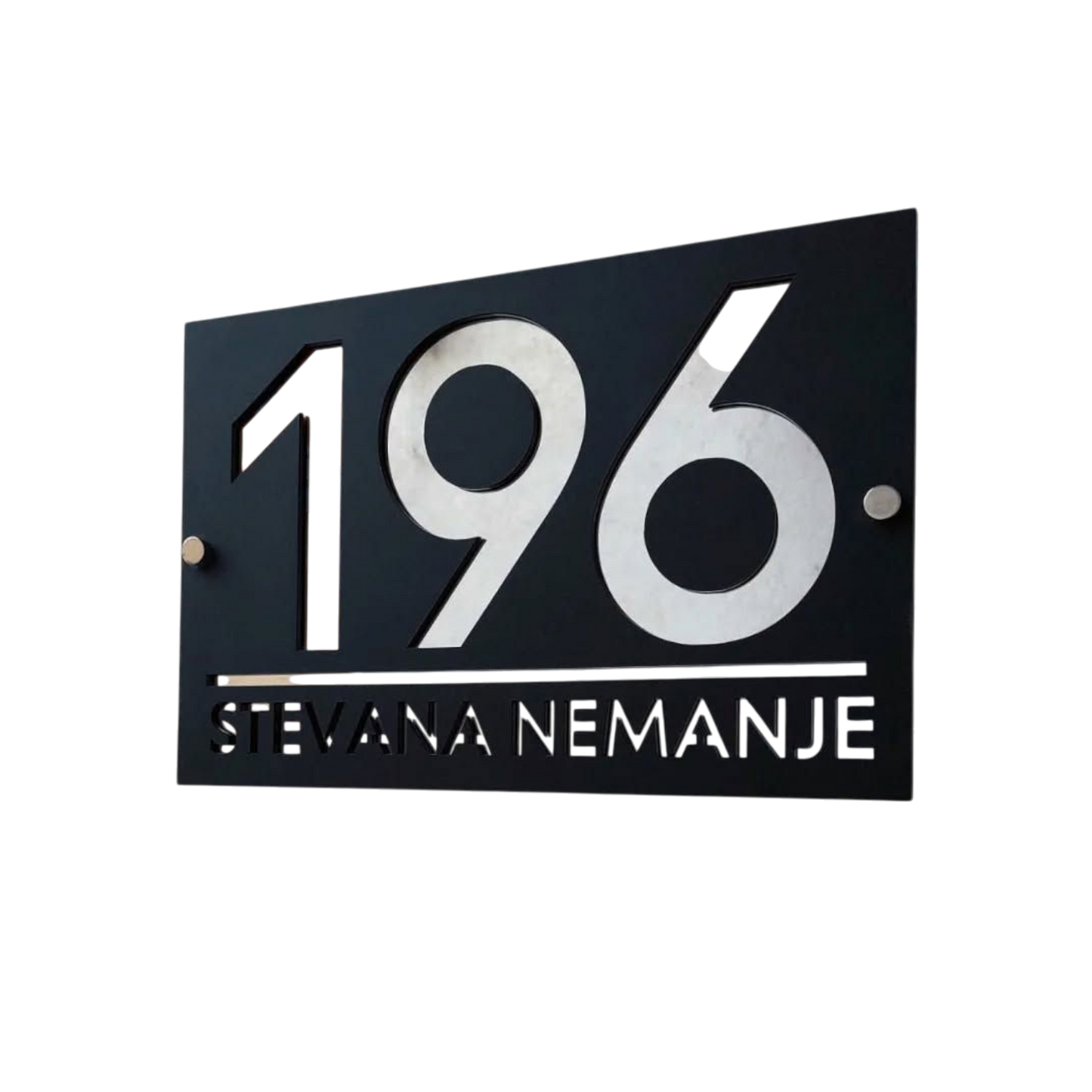 ShopTwiz Black Design White Transparent Letter Name Plate for House and Office