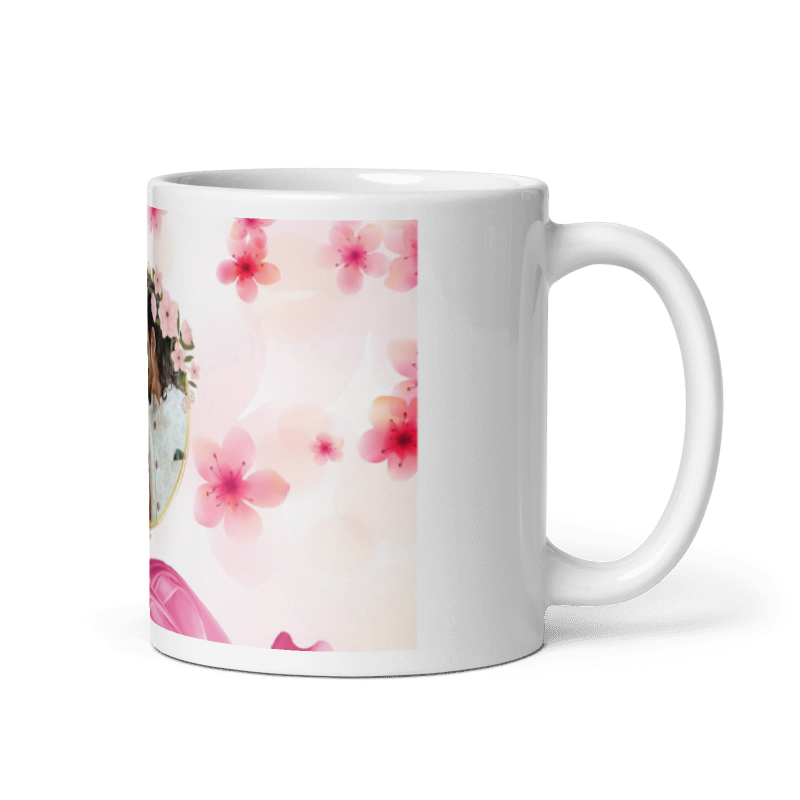 Customized Coffee Mug - Add Your Own Photo -Love Pattern Background