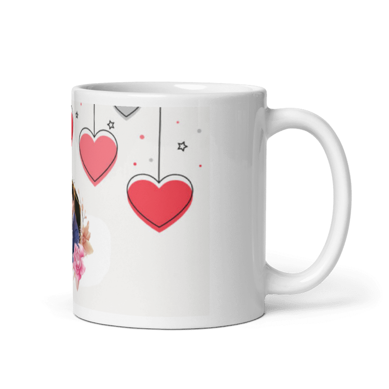 Customized Coffee Mug - Add Your Own Photo -White And Red Heart