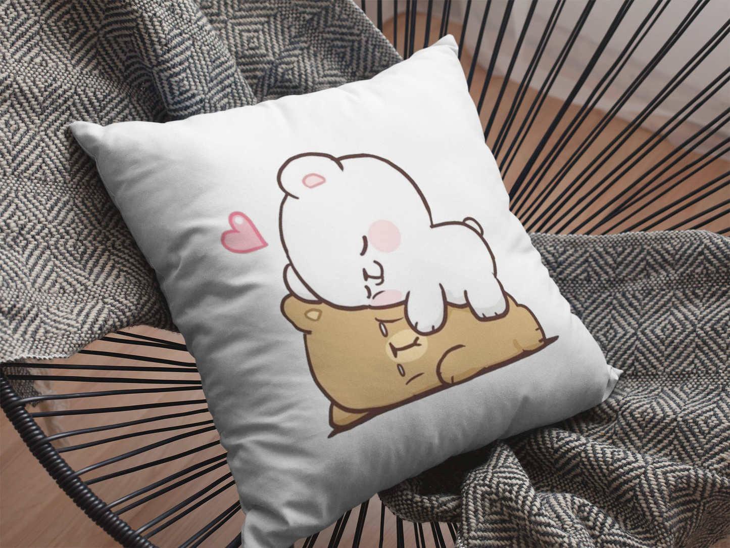 Mocha Bear Printed Cushion