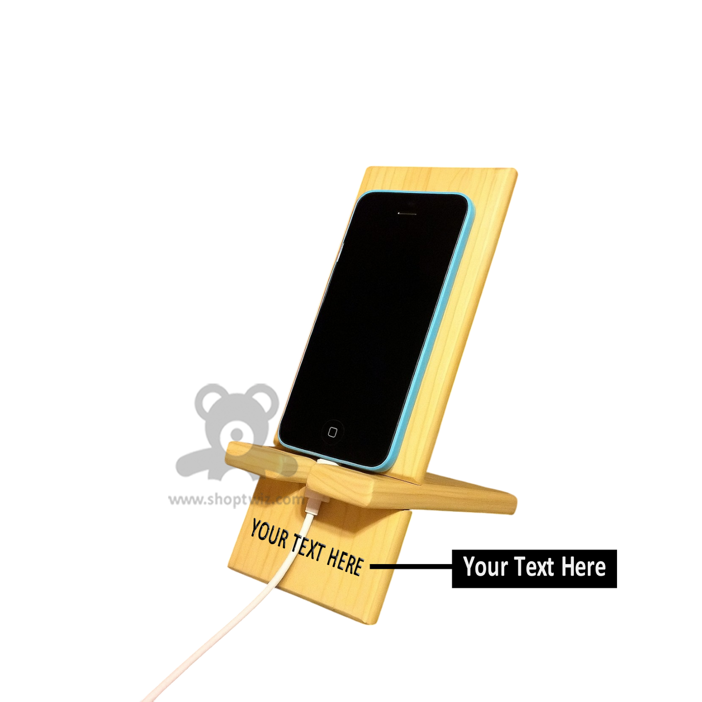 ShopTwiz Customized Wooden Mobile Stand – Personalize with Logo or Name | Elegant Corporate Gift