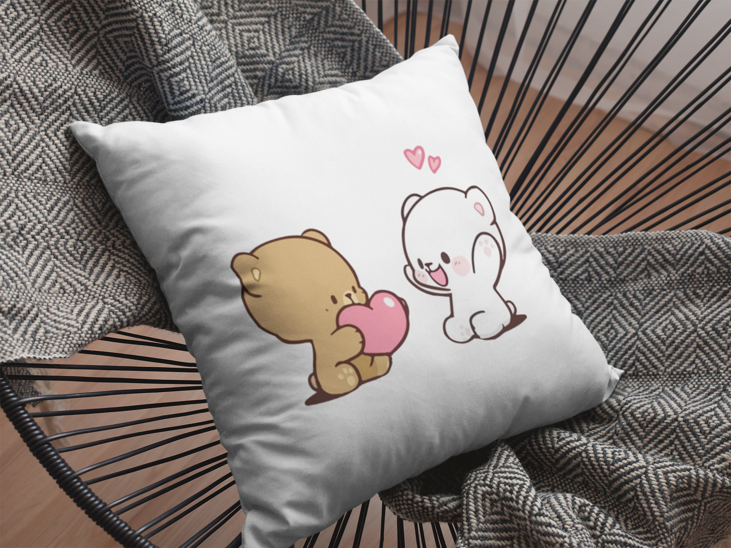 Mocha Bear Printed Cushion
