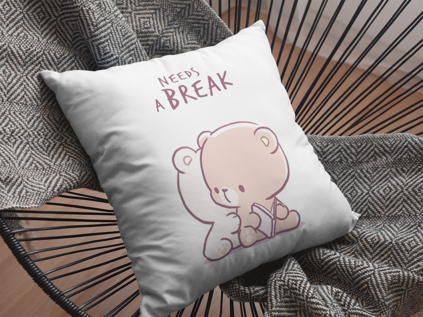 Mocha Bear Printed Cushion