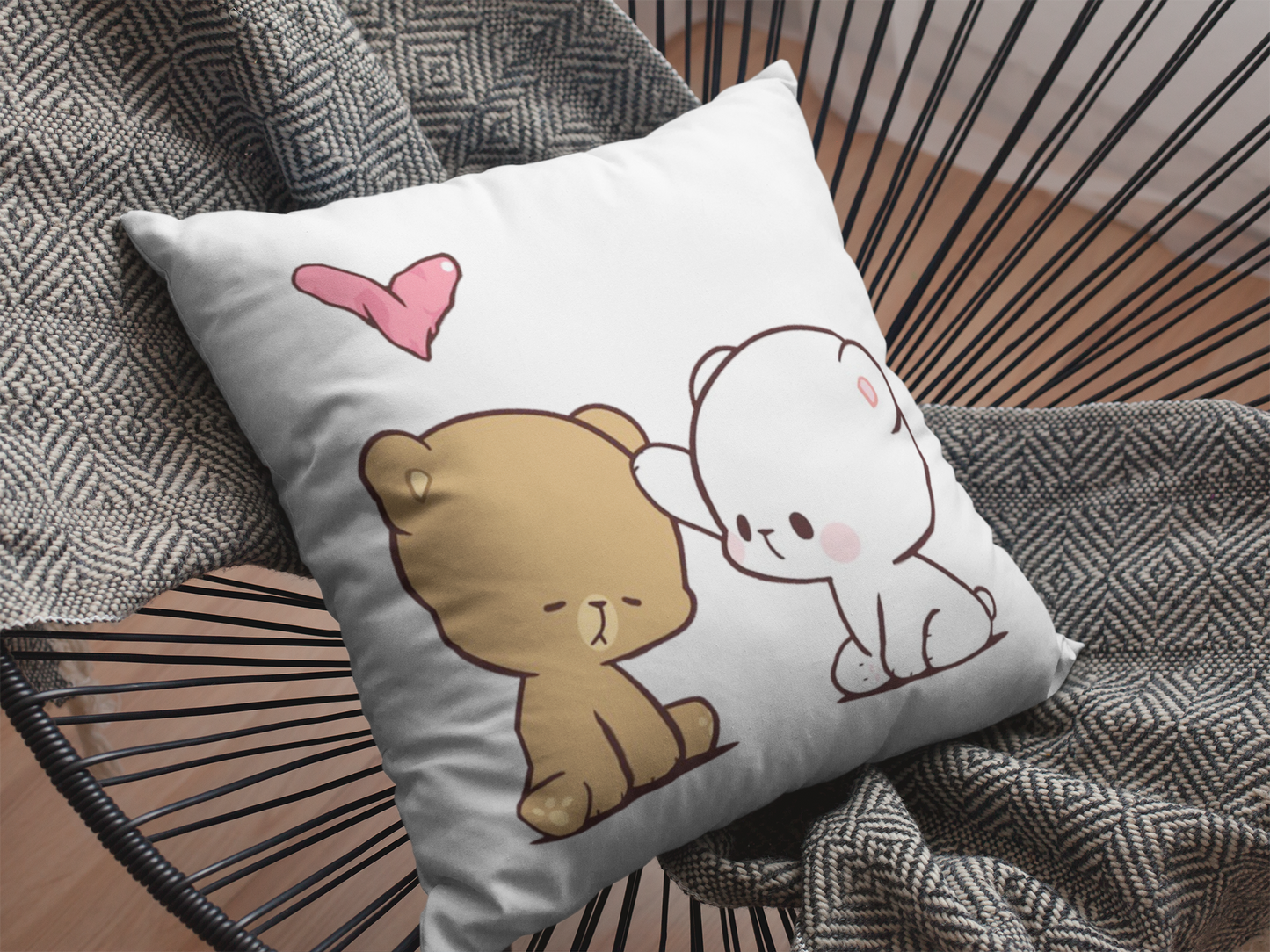 Mocha Bear Printed Cushion