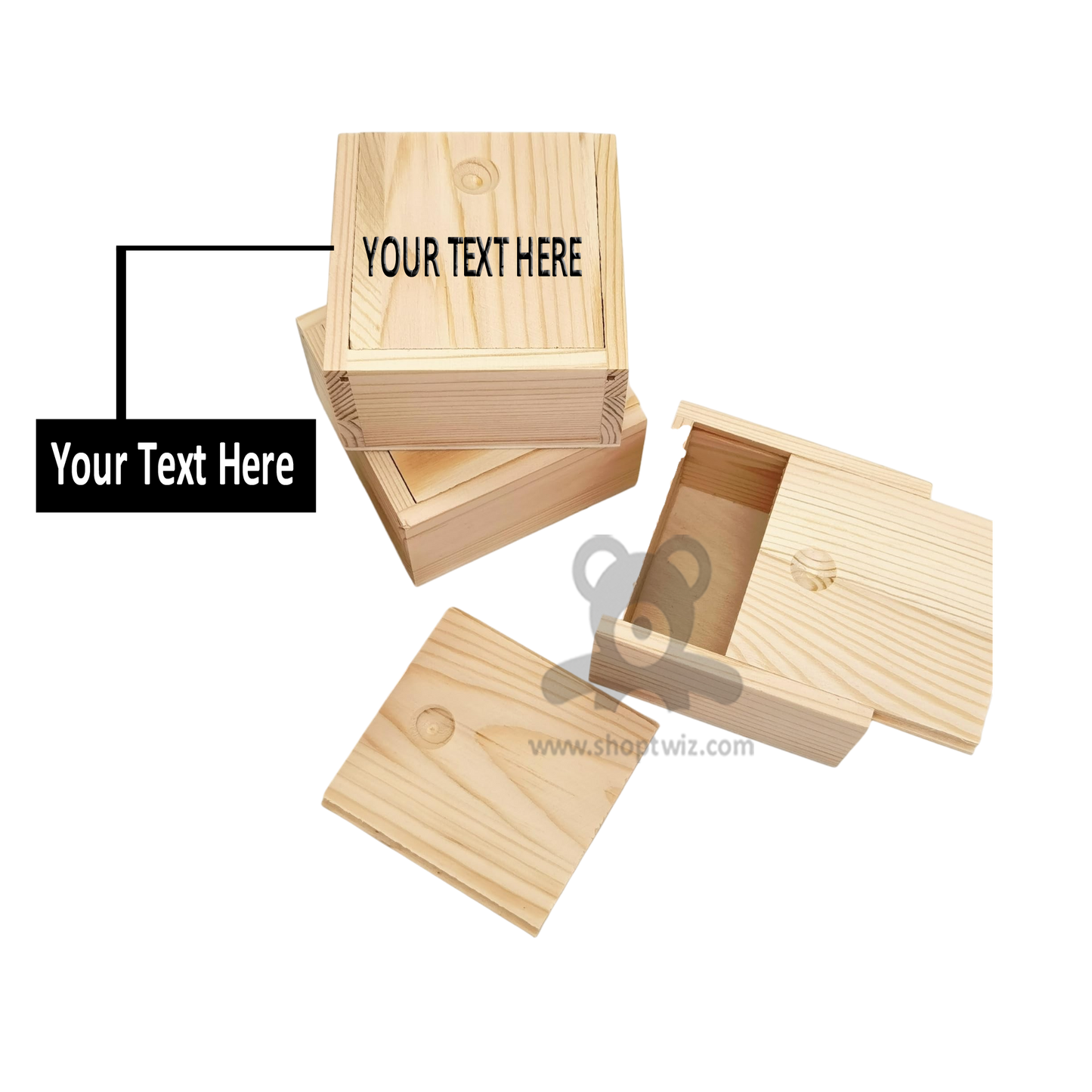 ShopTwiz Customized 1 Piece Wooden Box Set – Personalize with Logo or Name | Elegant Corporate Gift