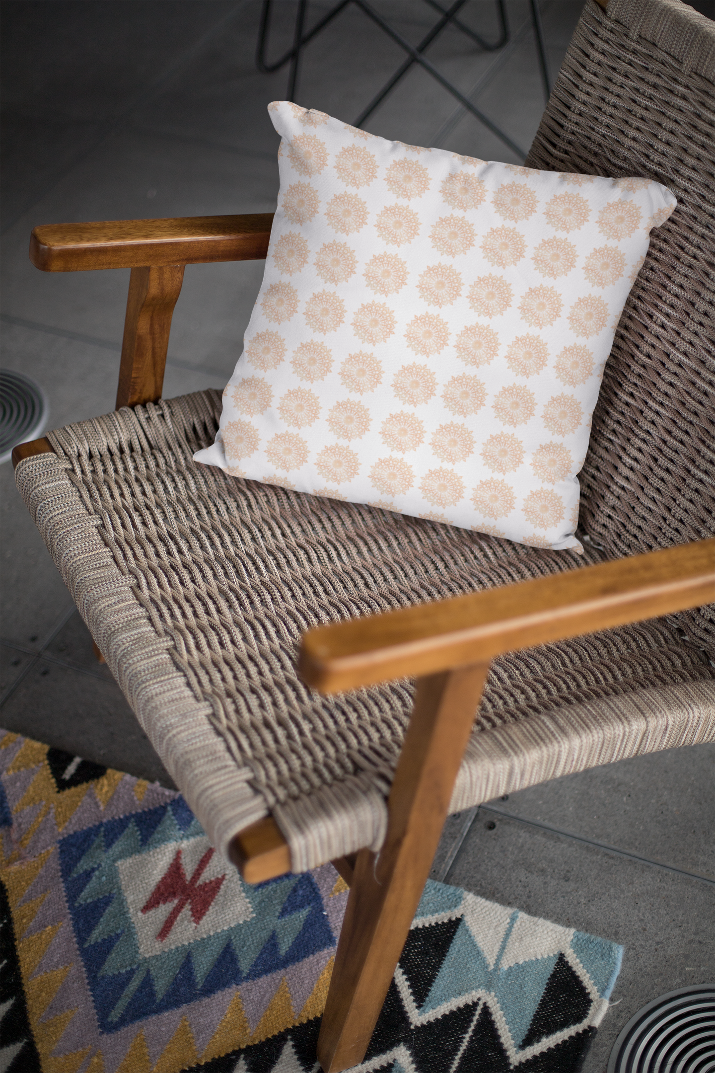 Printed Ethnic Cushion Cover with Filler Included ( 12 inch x 12 inch )