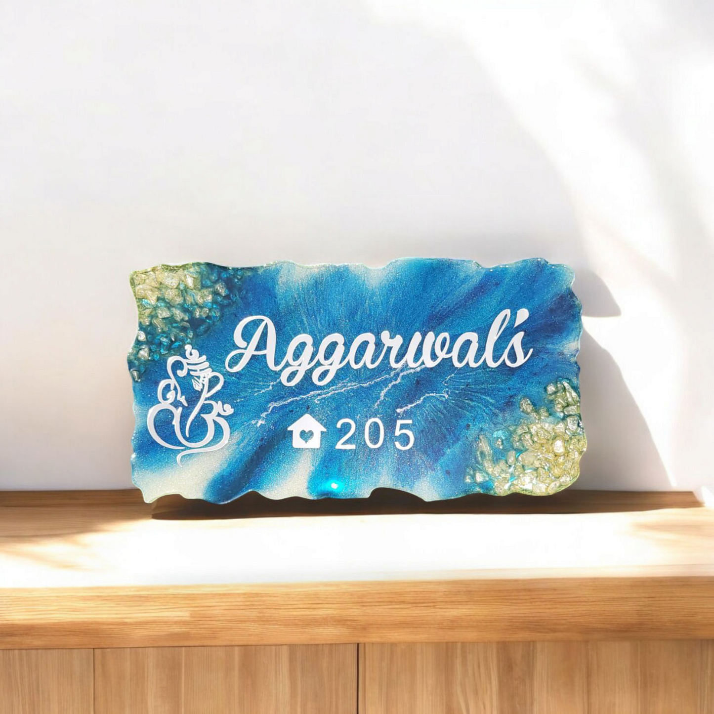 Customized Resin Name Plate for Flat / Appartment / Office / Cafe / Resturant ( 12 inch x 6 inch )