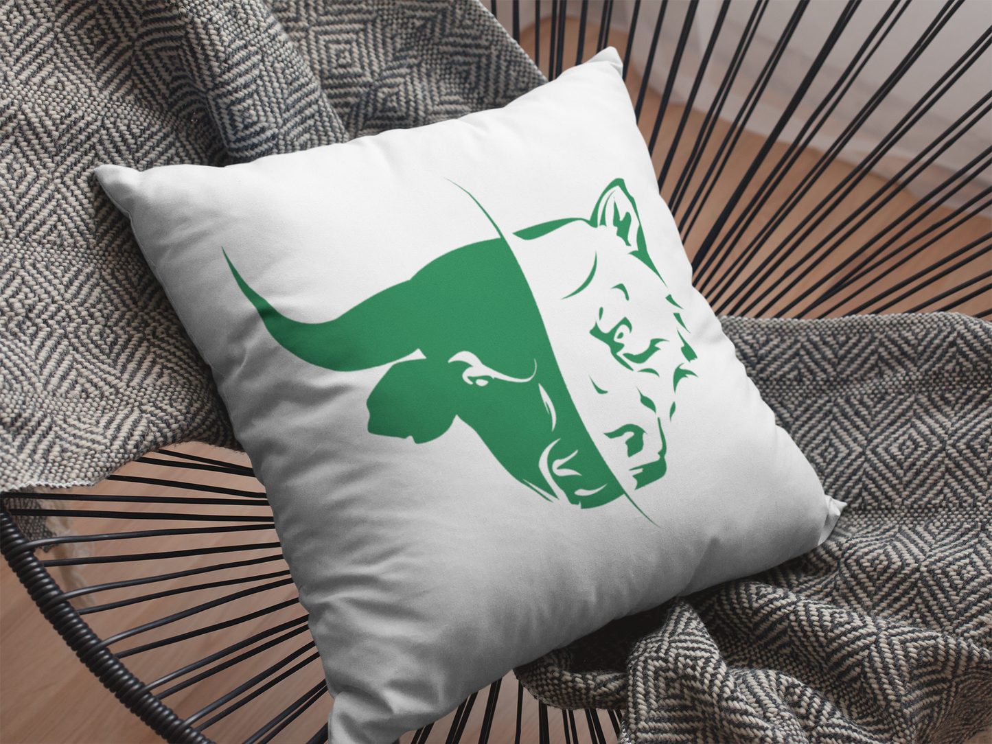 Bull And Bear Printed Cushion