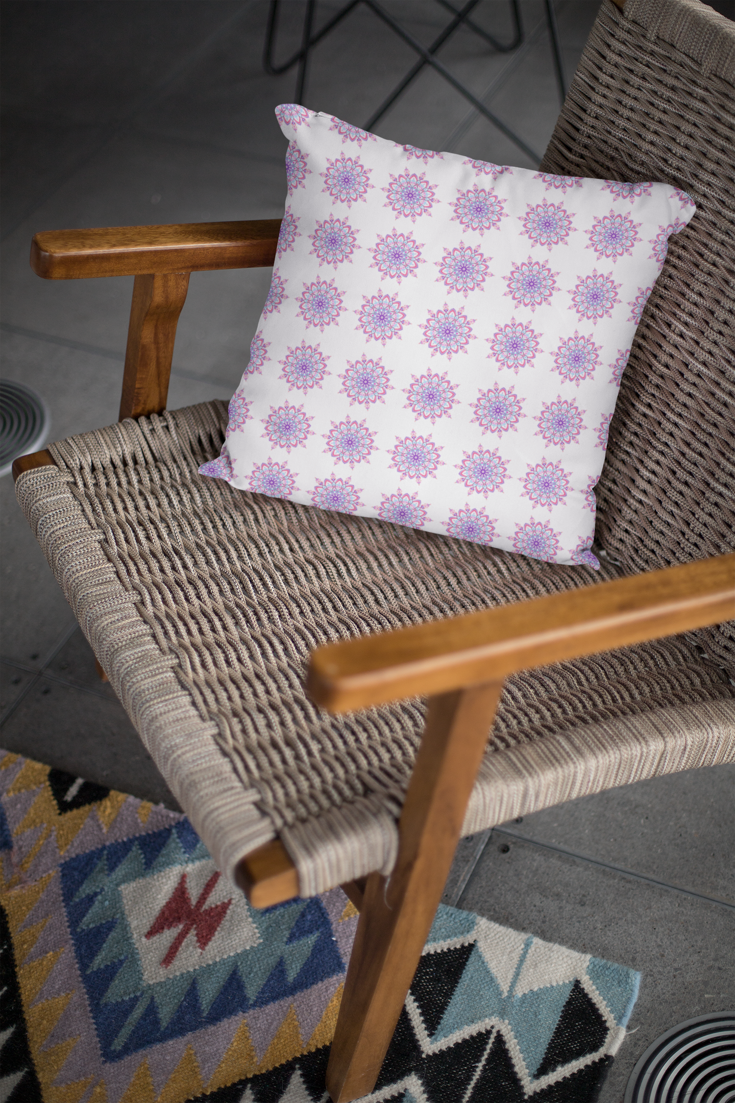 Printed Ethnic Cushion Cover with Filler Included ( 12 inch x 12 inch )