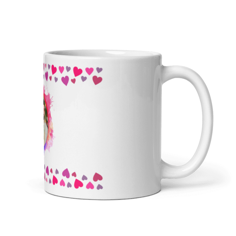 Customized Coffee Mug - Add Your Own Photo - Colorful Heart Pattern