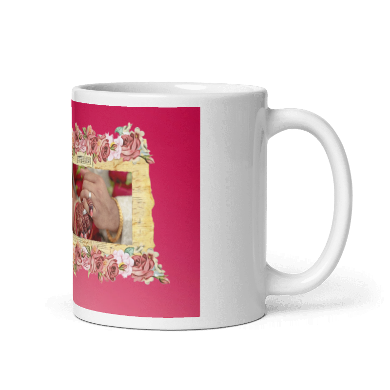 Customized Coffee Mug - Add Your Own Photo - Pink Heart Pattern