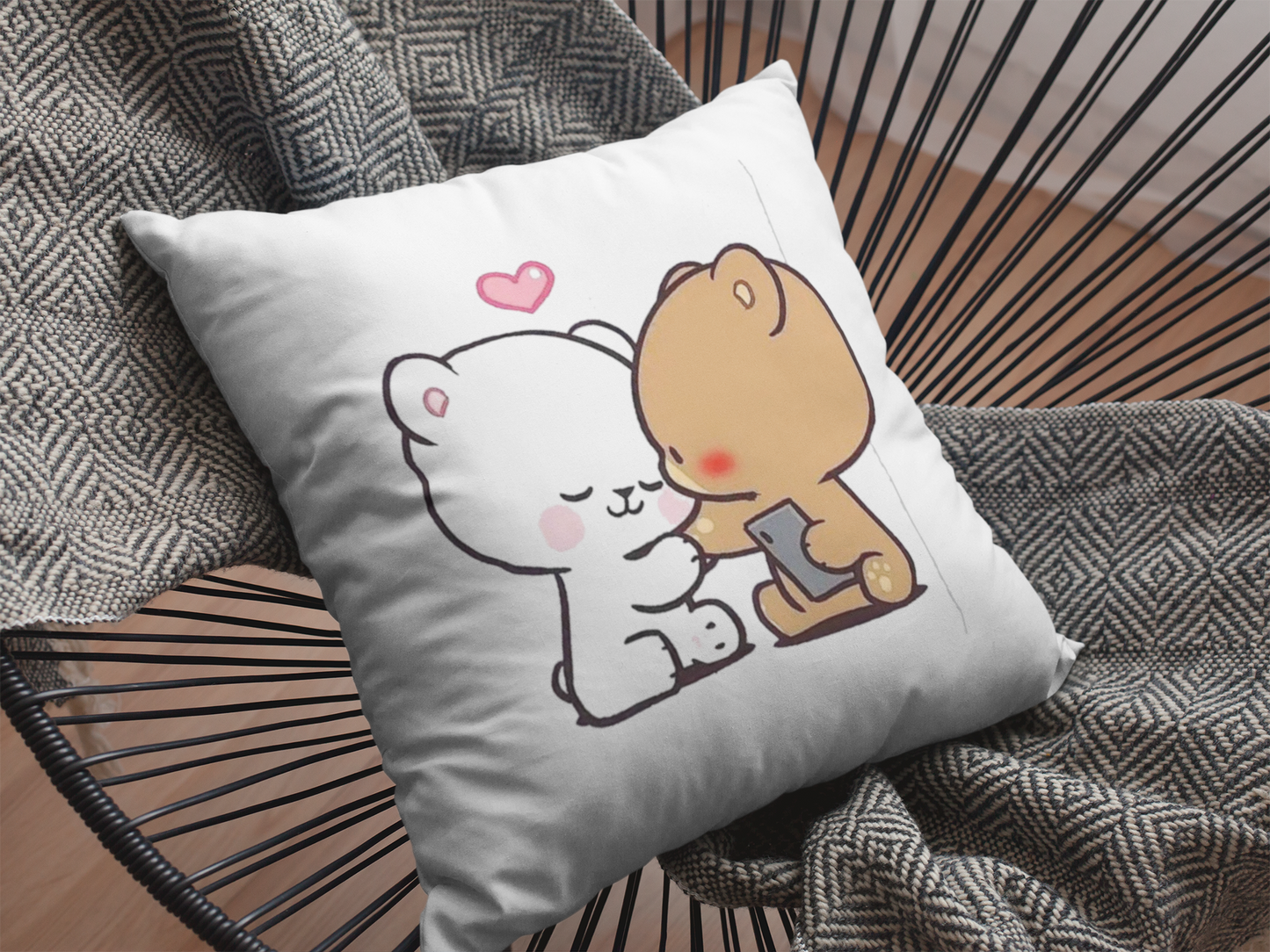 Mocha Bear Printed Cushion