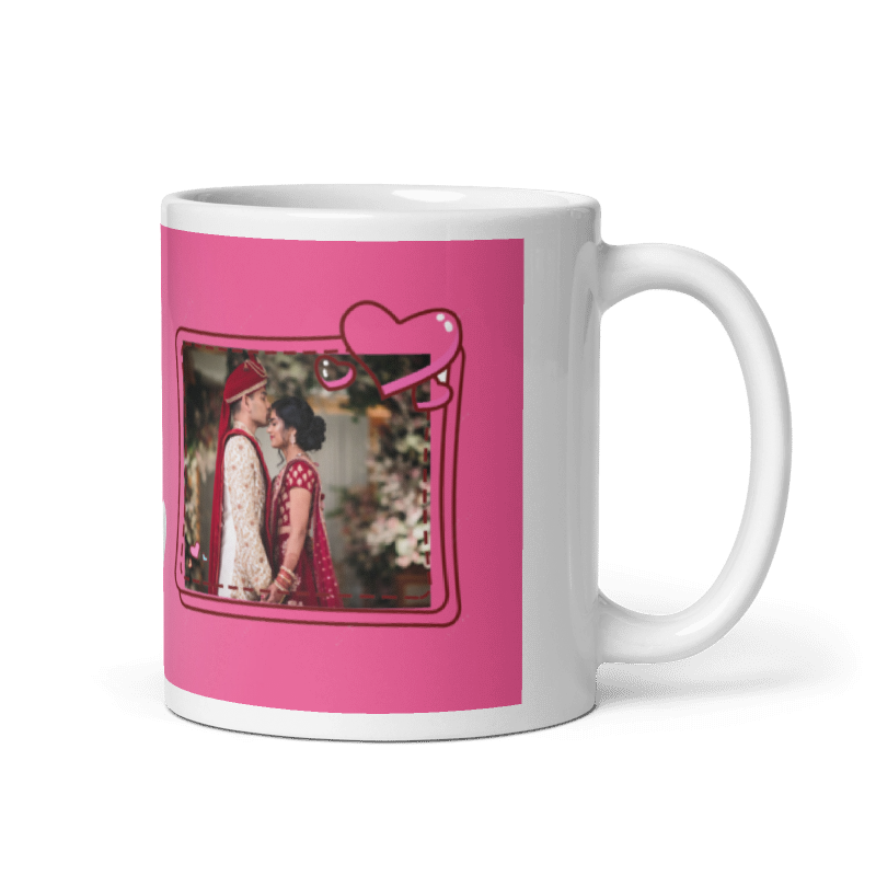Customized Coffee Mug - Add Your Own Photo - Pink Background Pattern