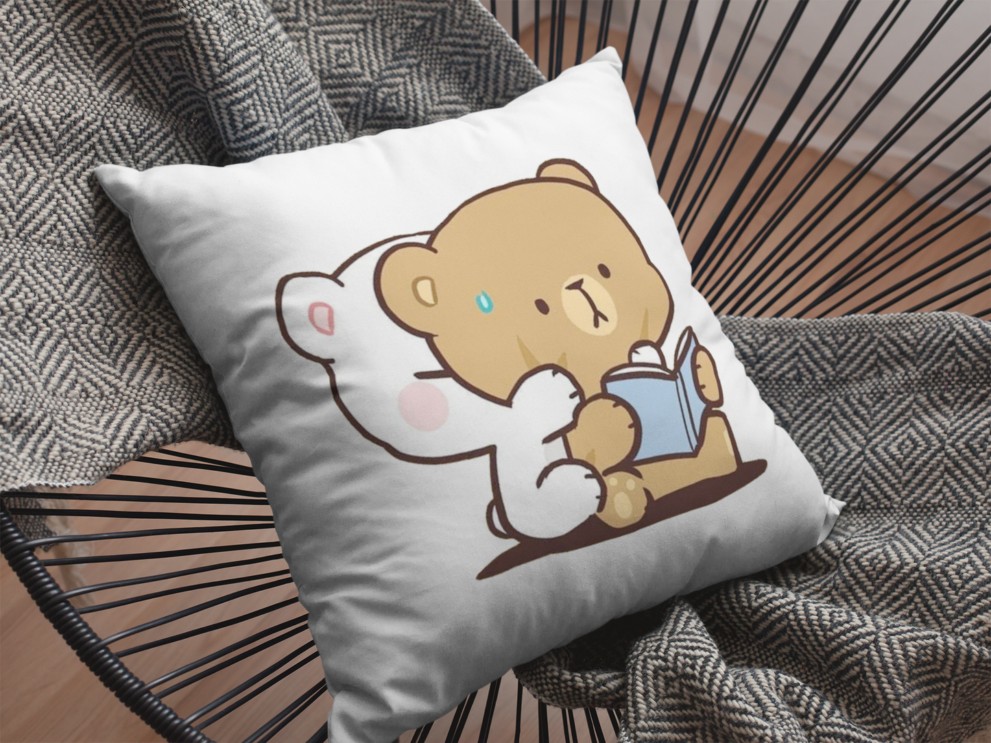 Mocha Bear Printed Cushion