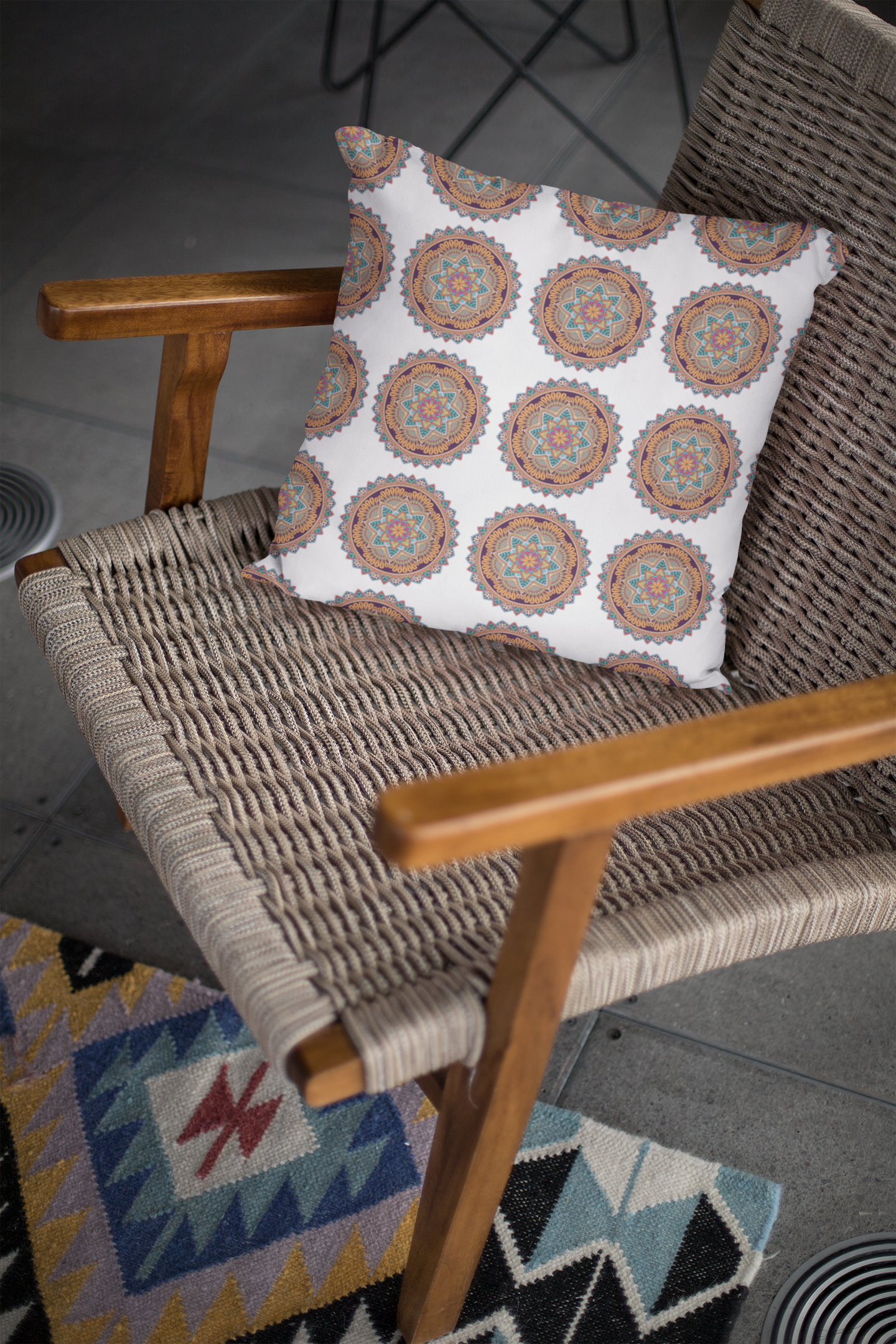 Printed Ethnic Cushion Cover with Filler Included ( 12 inch x 12 inch )