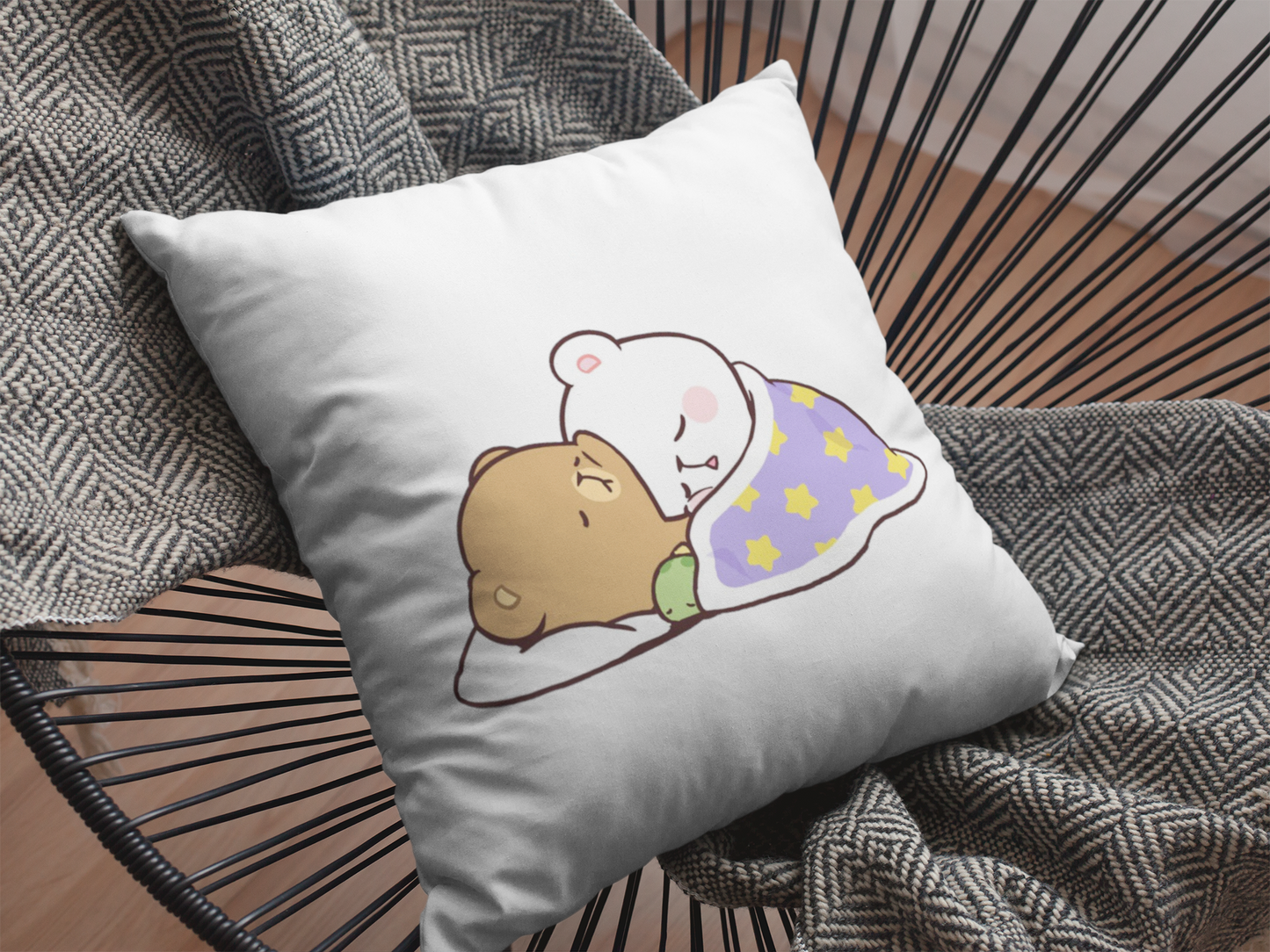Mocha Bear Printed Cushion