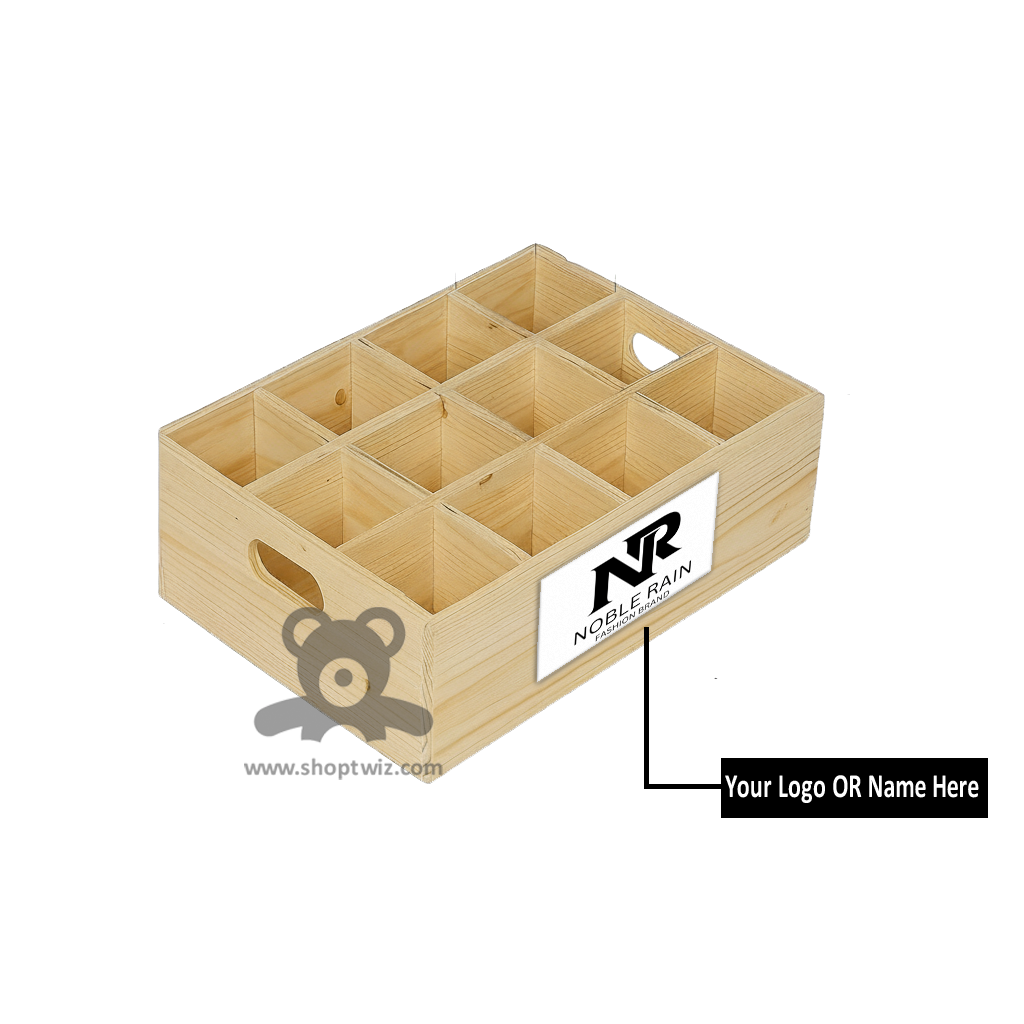 ShopTwiz Wooden Storage Organizer Box with 12 Compartments | Multipurpose Partition Case