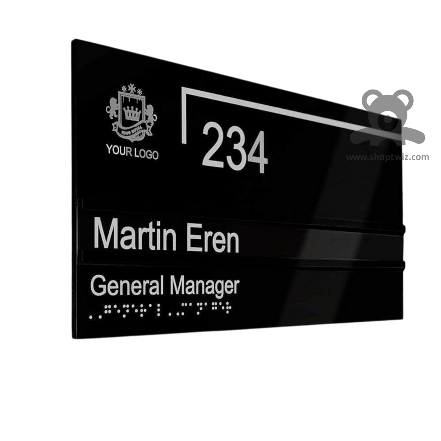 ShopTwiz Rectangle Black White Letter Design Name Plate for House and Office