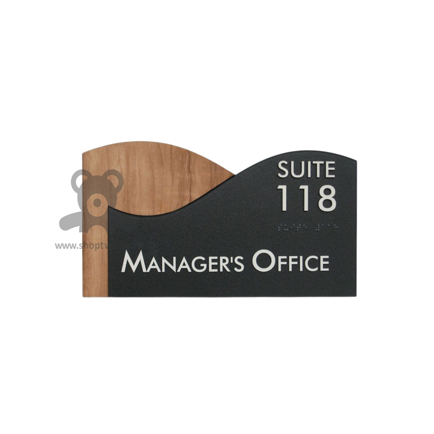ShopTwiz Wood And Black Acrylic Design White Letter Name Plate for House and Office