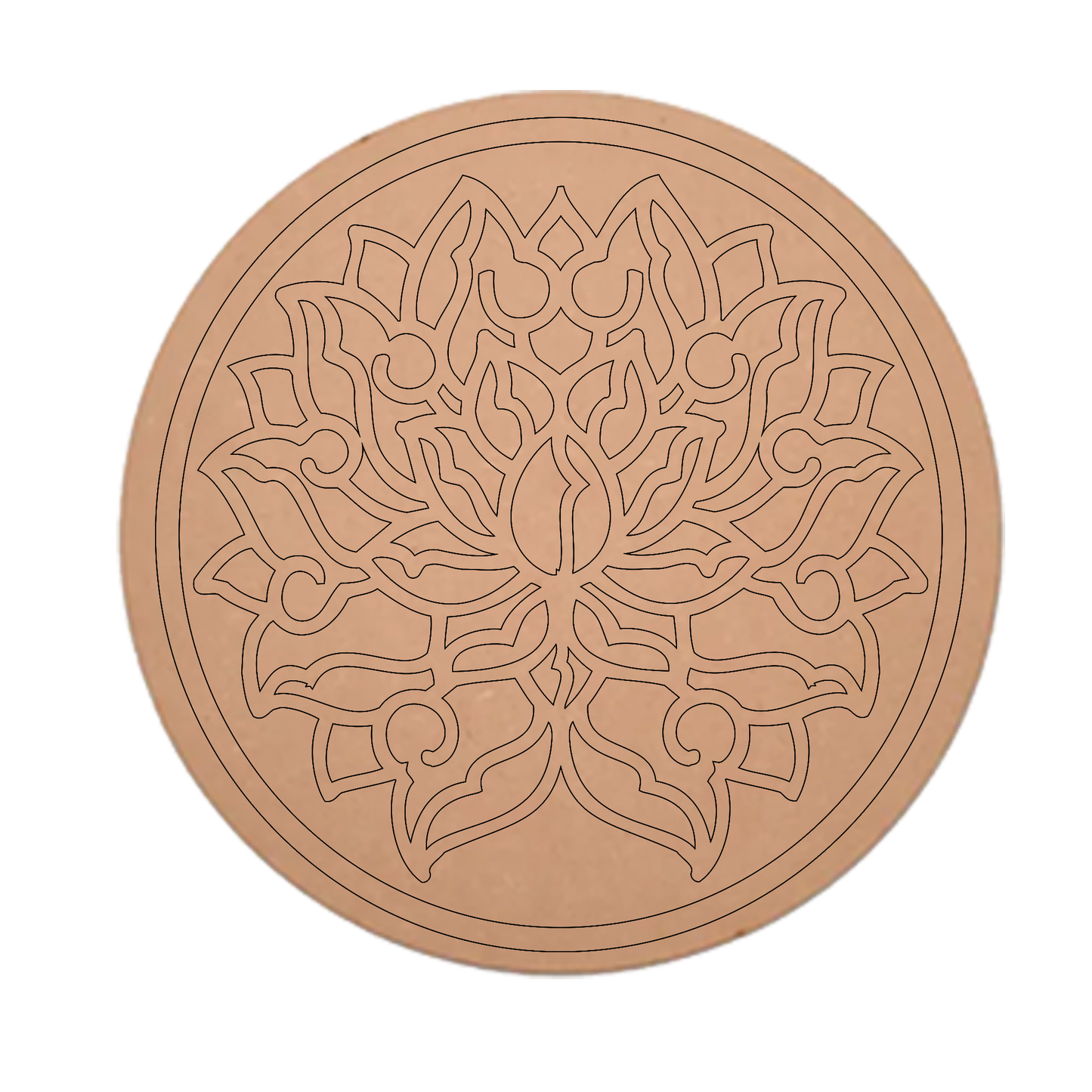 MDF Pre Marked Floral Art Beautiful Cutout Art Design Round