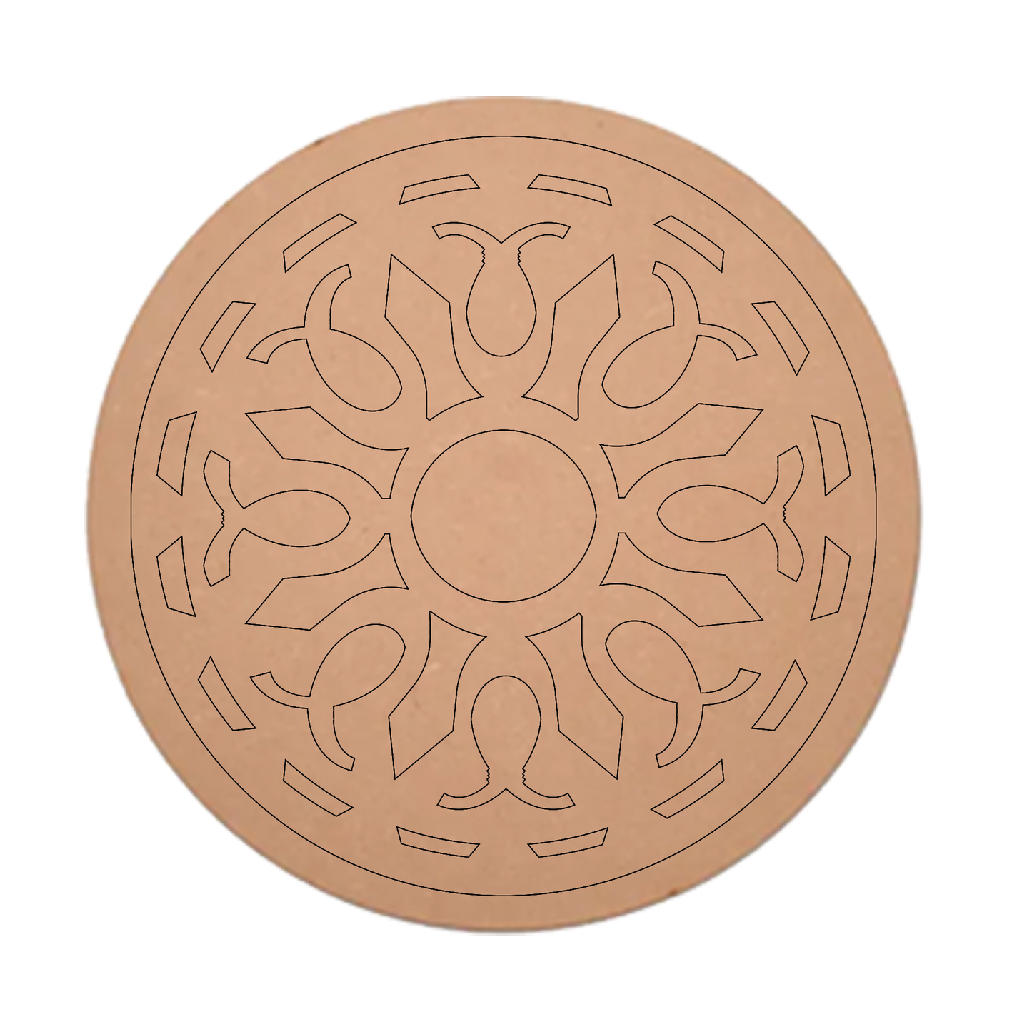 MDF Pre Marked Floral Art Art Design Round Cutout