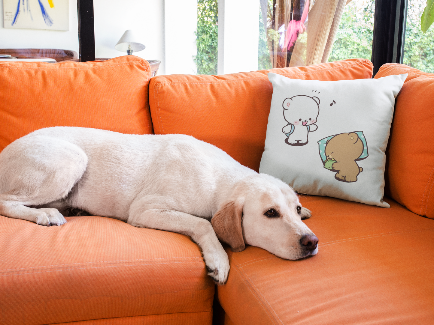 Mocha Bear Printed Cushion