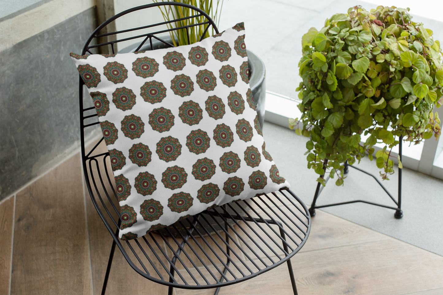 Printed Ethnic Cushion Cover with Filler Included ( 12 inch x 12 inch )