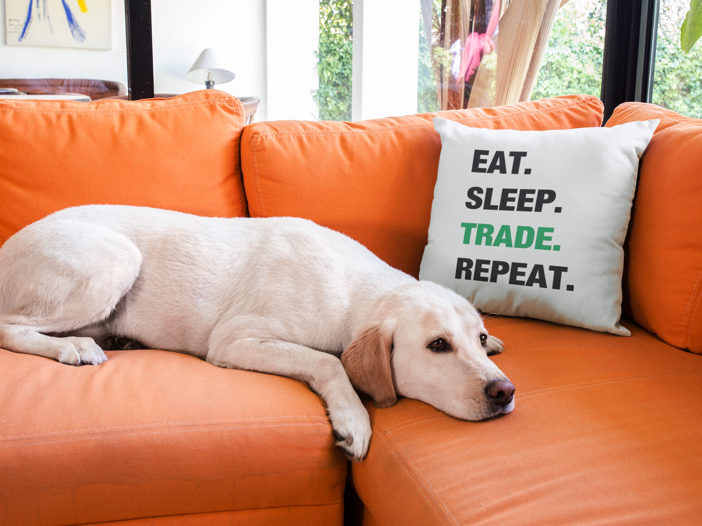Eat Sleep Trade Repeat Printed Cushion