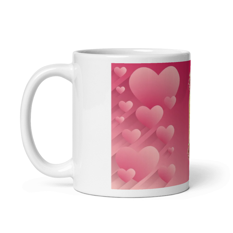 Customized Coffee Mug - Add Your Own Photo - Pink Heart Pattern