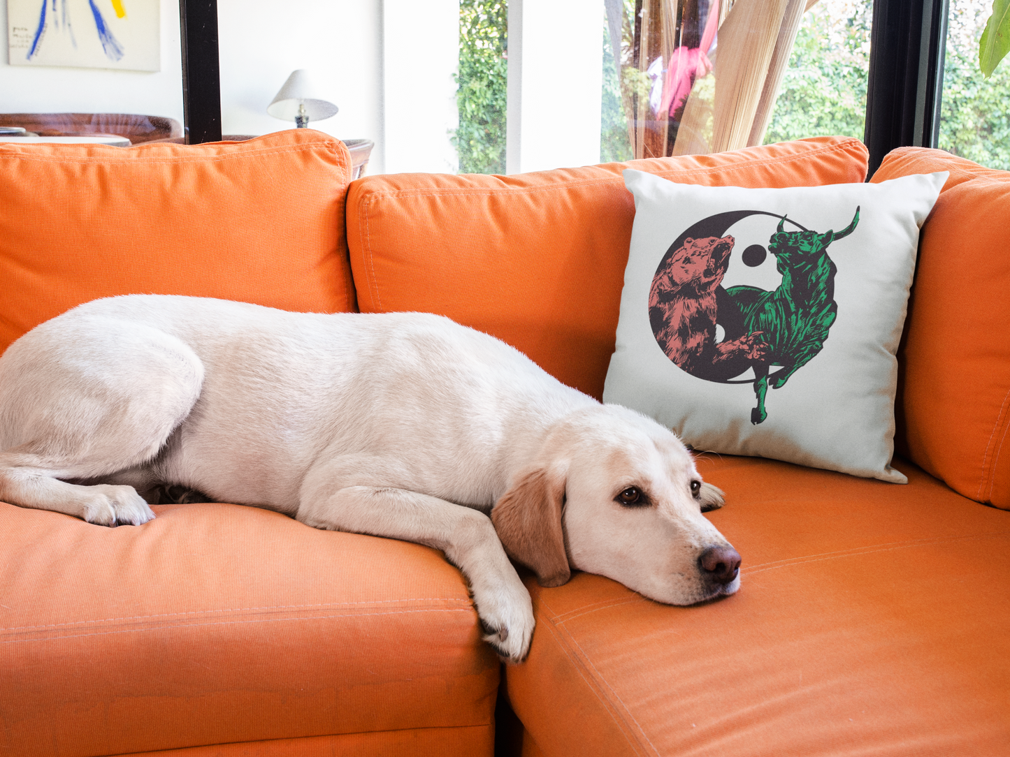 Bull And  Bear Printed Cushion