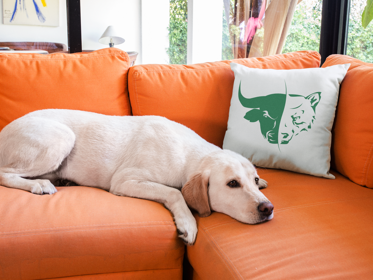 Bull And Bear Printed Cushion