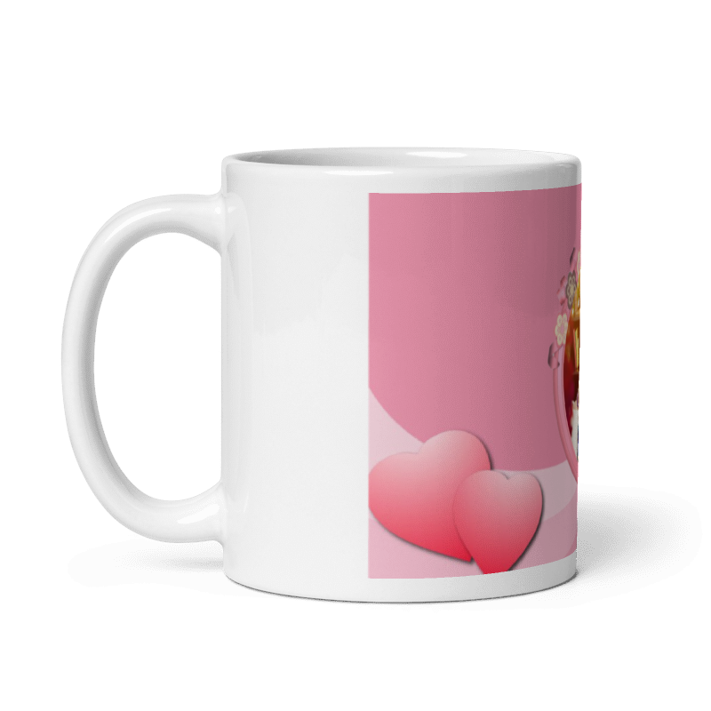 Customized Coffee Mug - Add Your Own Photo -Pink Background Pattern