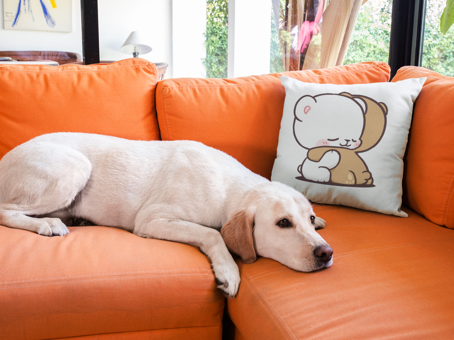 Mocha Bear Printed Cushion