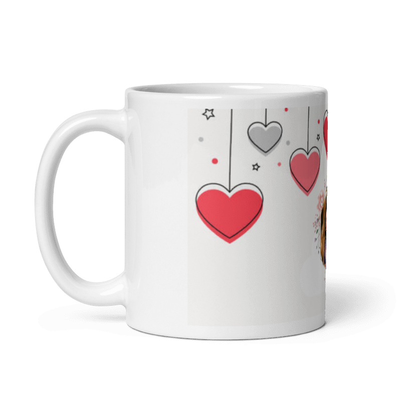 Customized Coffee Mug - Add Your Own Photo -White And Red Heart
