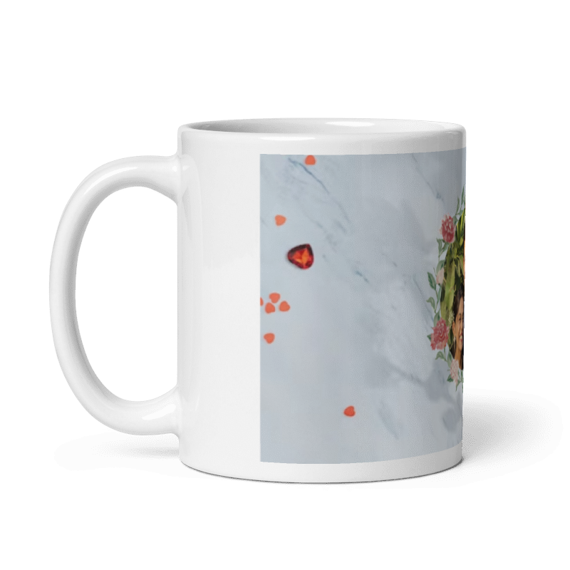Customized Coffee Mug - Add Your Own Photo - Flower Pattern