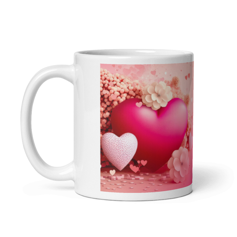 Customized Coffee Mug - Add Your Own Photo -Flower & Heart Background