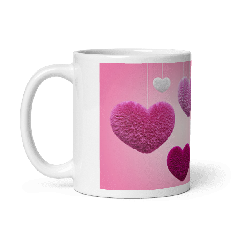 Customized Coffee Mug - Add Your Own Photo - Soft Heart Pattern